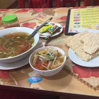 Vegan soup and crispy rice at Bao Anh in Ninh Binh