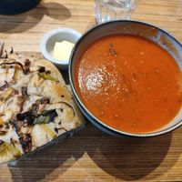 Daily soup and focaccia bread at Little Bird in Dublin