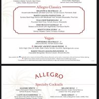 Vegan menu  at Wynn Hotel - Allegro in Las Vegas
