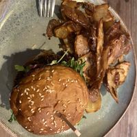 Burger and potato skins   at Two Chaps in Marrickville