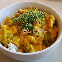 Curry and rice at Terapija in Riga