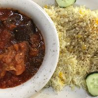 Eggplant stew and aromatic rice  at Dar Salam - Downtown in Portland