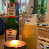 Perfect bio beer and a mango, ginger juice  at Emmi's Kitchen - Glockenbach in Munich