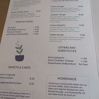 Menu (there are no prices on online menu)  at Emmi's Kitchen - Glockenbach in Munich