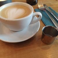 Capuccino (with a jar for a little bit of milk😄) at Emmi's Kitchen - Glockenbach in Munich