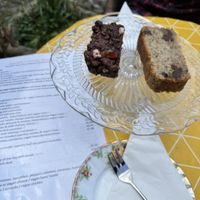 Rocky road - yum banana loaf - not so yum  at Scarlett's Vintage Tea Rooms in Knaresborough