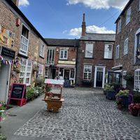 Beautiful courtyard   at Scarlett's Vintage Tea Rooms in Knaresborough