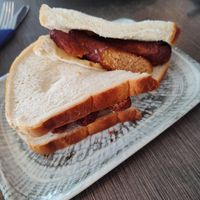 Vegan sausage sandwich at Maxwells Cafe Bar in Clitheroe