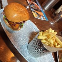 Quorn buttermilk burger with fries   at Banyan Bar & Kitchen in Manchester