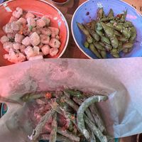 Fried tofu, charred edamame, crispy green beans    at Hawkers in Jacksonville