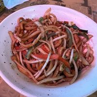 Udon noodles just ask for no chicken no egg sub tofu and extra veggies   at Hawkers in Jacksonville