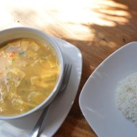 Tofu Curry with rice. at Bali Maitreya Cafe in Lembongan
