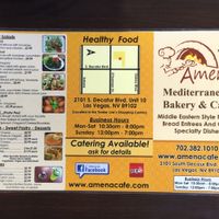 menu at Amena Bakery and Cafe in Las Vegas