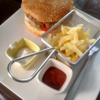 Vegan burger  at Pura Vida Vegan Bar in Madrid