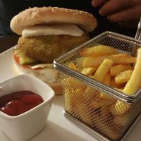 Burger  at Pura Vida Vegan Bar in Madrid