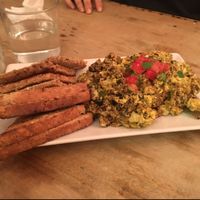 Revuelto de morcilla at Pura Vida Vegan Bar in Madrid