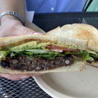 Black bean burger sandwich  at Kaya's in Kawanui