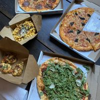 Pizzas, Mac n cheese skillet and garlic knots  at Virtuous Pie  in Vancouver