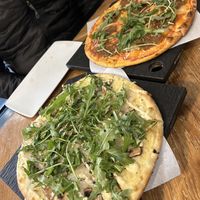 Superfunghi and Sgt. Pepperoni pizzas  at Virtuous Pie  in Vancouver