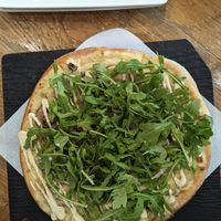 Pizza!!! Mushrooms, cashew cheese, arugula at Virtuous Pie  in Vancouver