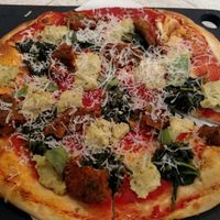 Meatball Pizza at Virtuous Pie  in Vancouver