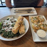 Cesar’s Salat and garlic knots   at Virtuous Pie  in Vancouver