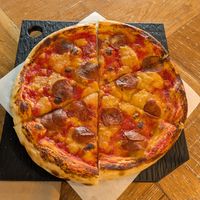 Pepperoni pizza at Virtuous Pie  in Vancouver