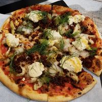 Vegan pizza at Virtuous Pie  in Vancouver