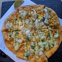 Mexican Corn pizza, mmmm. at Virtuous Pie  in Vancouver