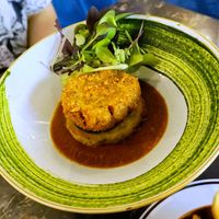 Islander (alheira medallion over potato pancake) at 26 Vegan Food Project in Lisbon