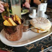 Bifana Supreme burger (burger = bad, chips = good) at 26 Vegan Food Project in Lisbon