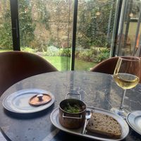 ‘Octopus’ salad with the courtyard view  at 26 Vegan Food Project in Lisbon