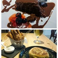 Seitan burger & chocolate cake at 26 Vegan Food Project in Lisbon