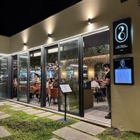 View from outside (down a flight of stairs from the street)  at 26 Vegan Food Project in Lisbon