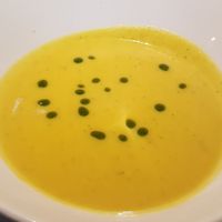 Soup with sweet potatoe, carrots, eggplant and courgette. A must try!!! at 26 Vegan Food Project in Lisbon