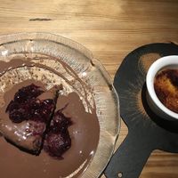 Chocolate cake and cremee brûlée  at 26 Vegan Food Project in Lisbon