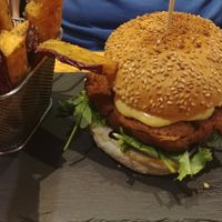 Vegan Big Burger with Sweet P Fries at 26 Vegan Food Project in Lisbon