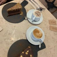 Caramel and choc cake, peanut butter and choc pie at 26 Vegan Food Project in Lisbon
