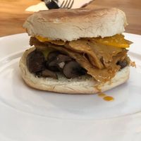bifana burger (not that good) at 26 Vegan Food Project in Lisbon