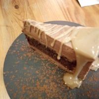 Chocolate cake, mousse and salted caramel at 26 Vegan Food Project in Lisbon