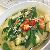 green curry with wild berry rice at Kindness Vegan in Darlinghurst