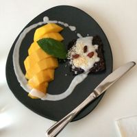 Mango Sticky Rice for dessert - a contemporary take on a Thai classic, amazing! at Kindness Vegan in Darlinghurst