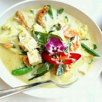 Green curry with tofu  at Kindness Vegan in Darlinghurst