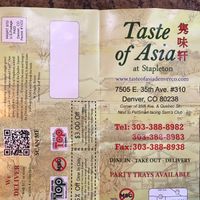 Menu Cover at Taste of Asia in Denver