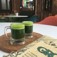 wheatgrass shots  at Groot in Moscow