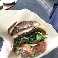 Bacon cheese burger  at Big V - Borough Market in South East London