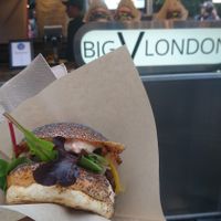 Vegan cheeseburger  at Big V - Borough Market in South East London