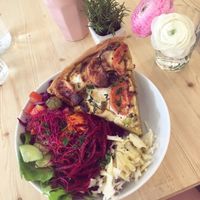 vegan quiche with salad at Flowers Kitchen in Luxembourg City