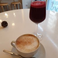 Cappuccino & fresh juice at Flowers Kitchen in Luxembourg City