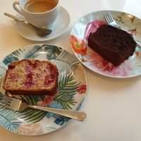 banana bread & chocolate cake at Flowers Kitchen in Luxembourg City